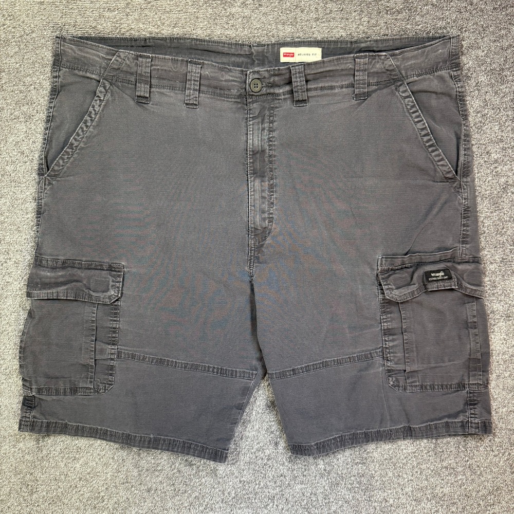Wrangler Relaxed Fit Cargo Shorts Mens 46‎ Gray Ripstop Cotton Blend Casual Work